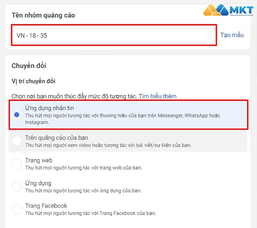 Chọn vị trí chuyển đổi Ứng dụng tin nhắn Chọn vị trí chuyển đổi Ứng dụng tin nhắn