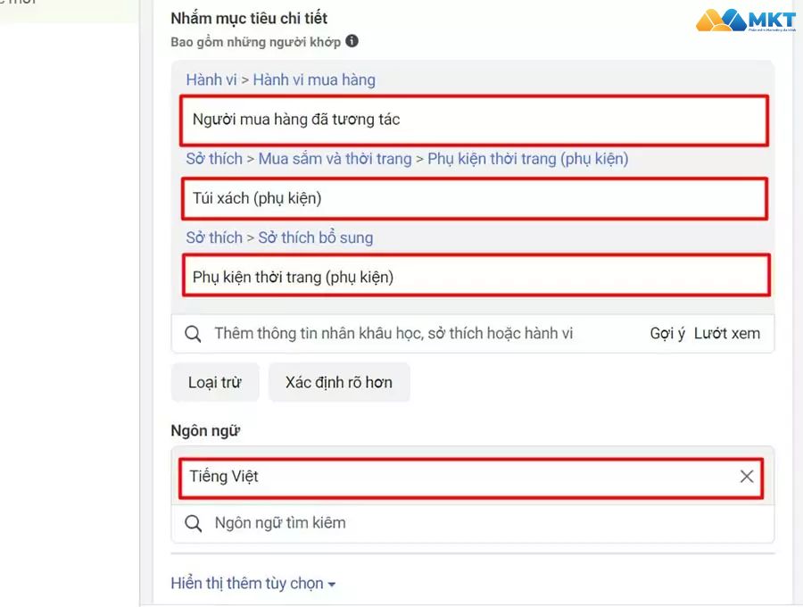 Nhắm mục tiêu chi tiết theo sở thích, hành vi Nhắm mục tiêu chi tiết theo sở thích, hành vi