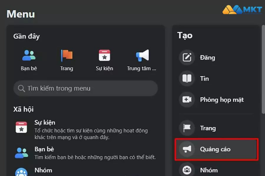 Truy cập vào Trình quản lý quảng cáo Truy cập vào Trình quản lý quảng cáo
