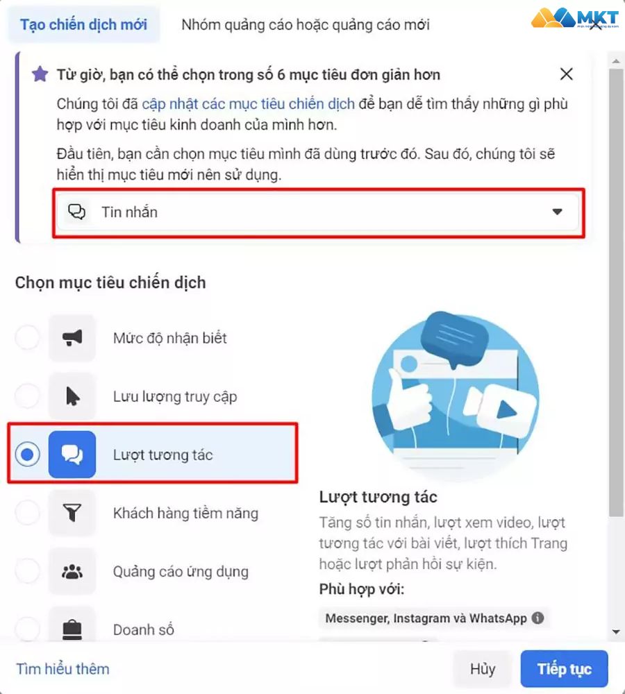 Chọn mục tiêu Tin nhắn Chọn mục tiêu Tin nhắn