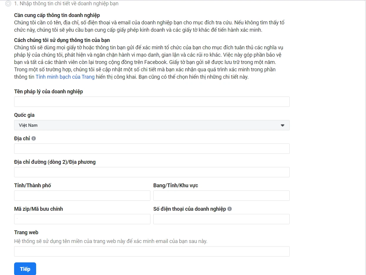 cách xác minh doanh nghiệp trên Facebook 4