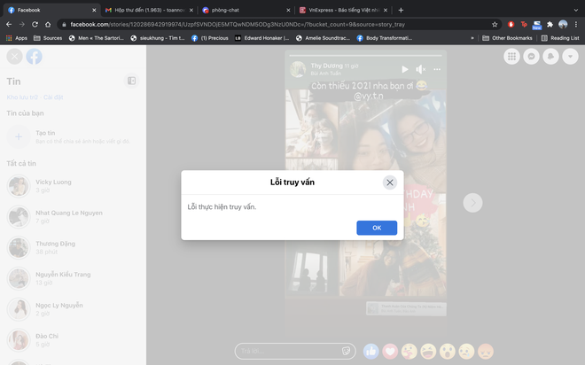 Lỗi không đăng được story Facebook 