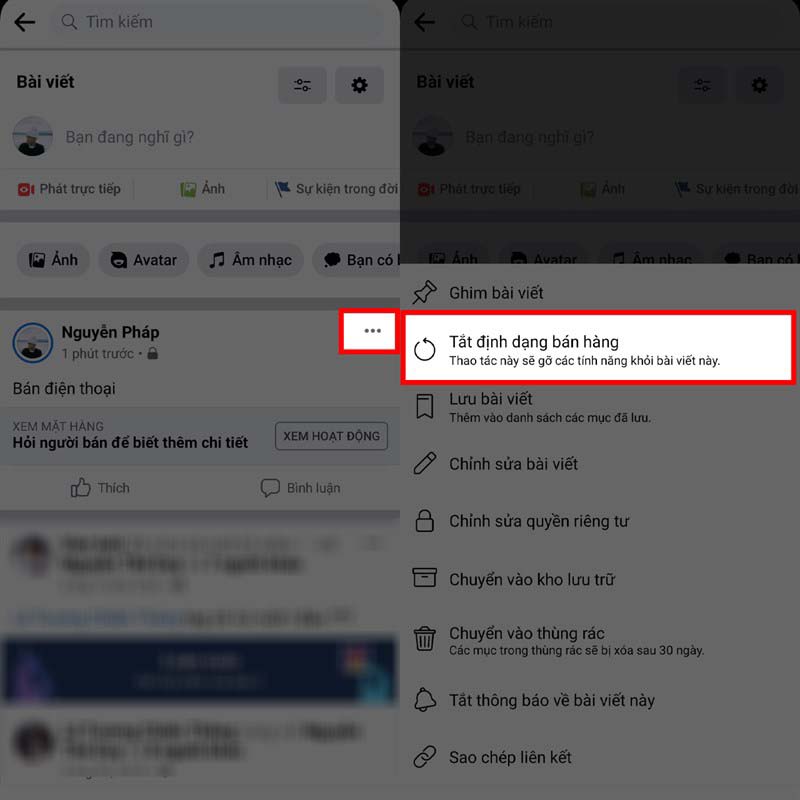 Cách tắt định dạng bán hàng trên Facebook