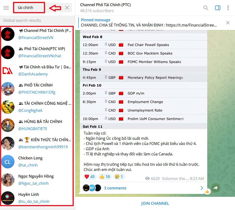 Cách tìm nhóm trên Telegram công khai