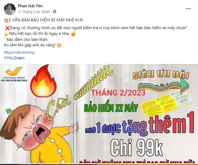 Mẫu content bảo hiểm xe máy - Mẫu 1