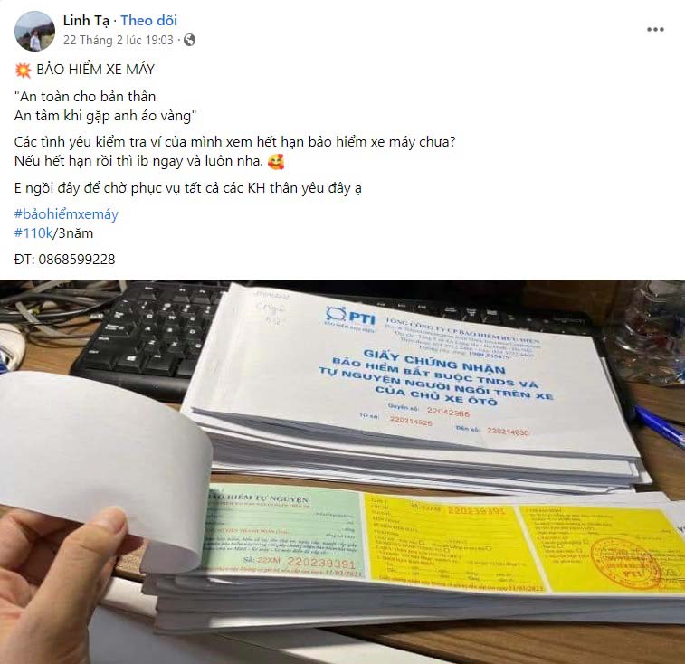 Mẫu content bảo hiểm xe máy - Mẫu 3