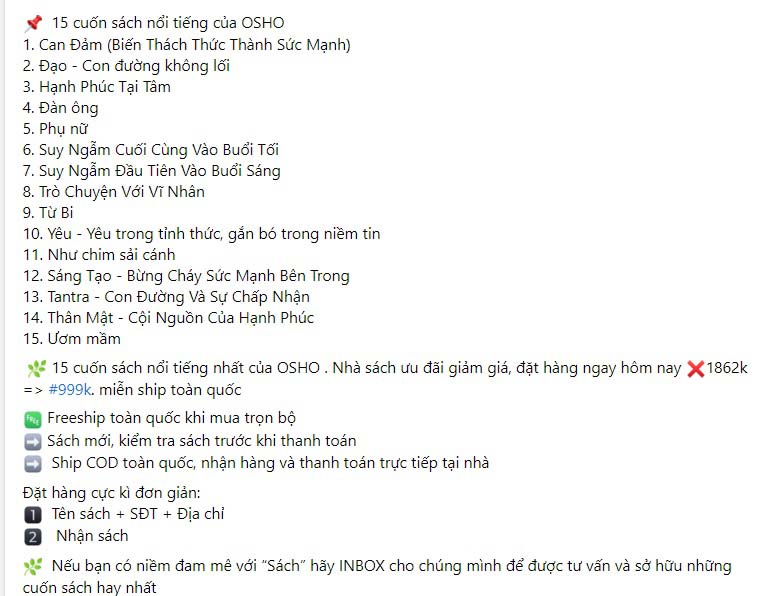 Mẫu content bán sách 2