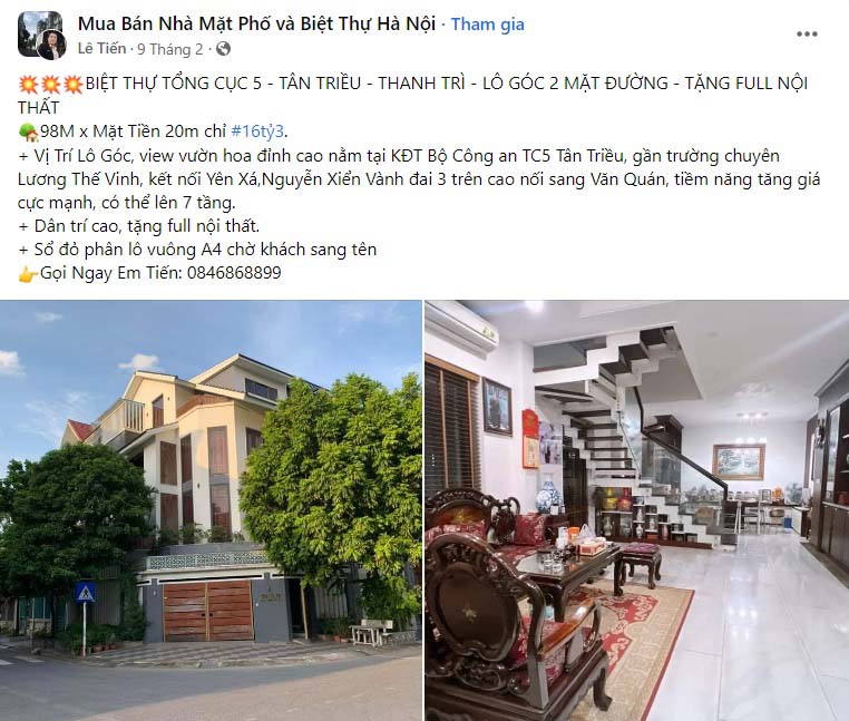 Mẫu content bán biệt thự 2