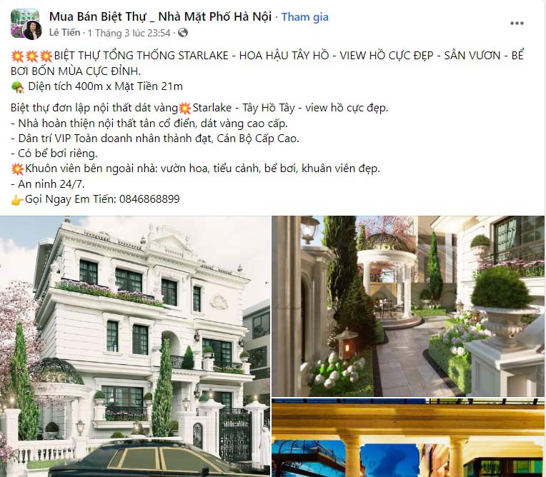 Mẫu content bán biệt thự 3