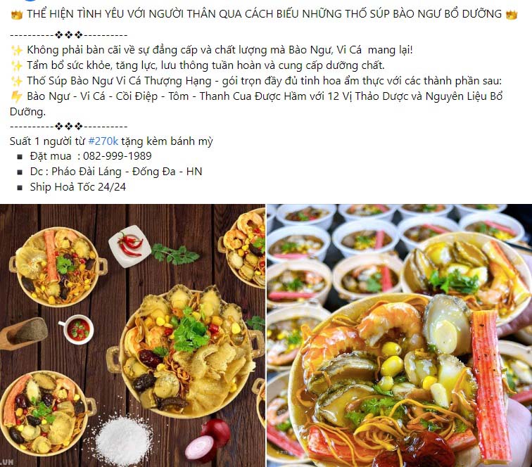 Content đồ ăn hấp dẫn