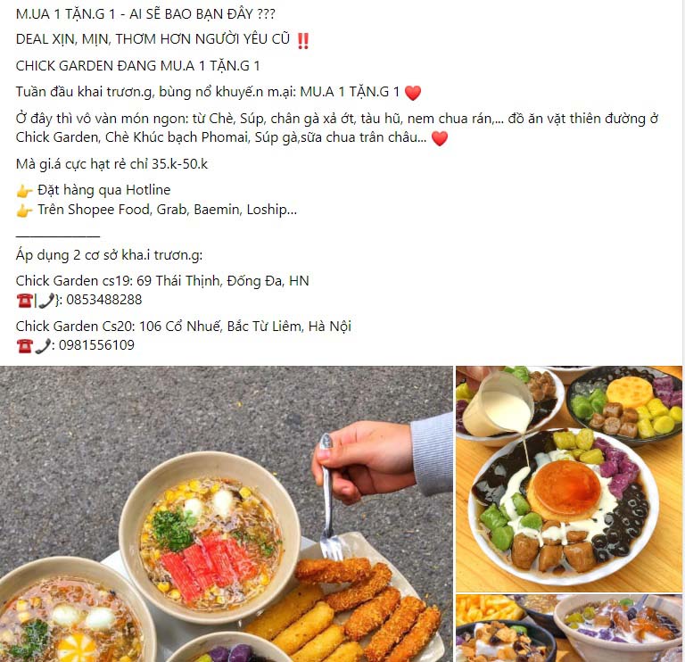 Mẫu content đồ ăn vặt 2