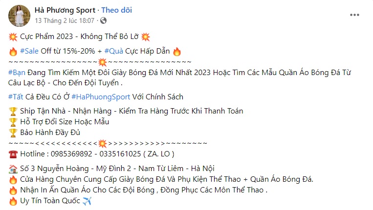 Mẫu content giày thể thao