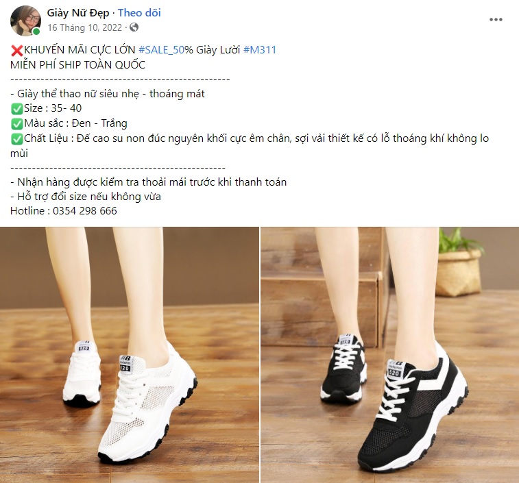 Mẫu content bán giày với chương trình khuyến mãi 2