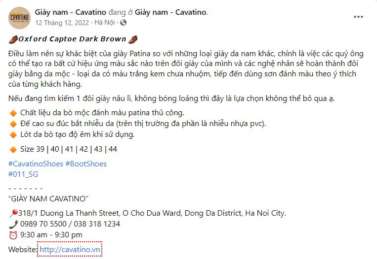 Mẫu content bán giày nam 2