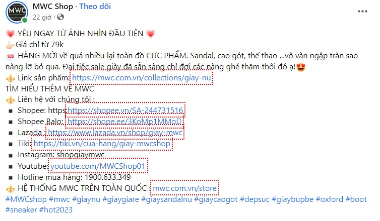 Mẫu content bán giày nữ 1