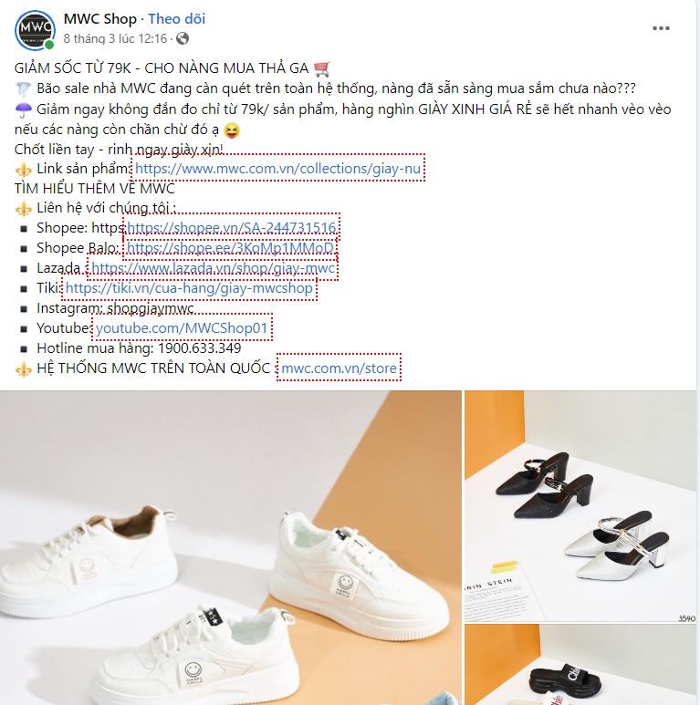 Mẫu content bán giày nữ