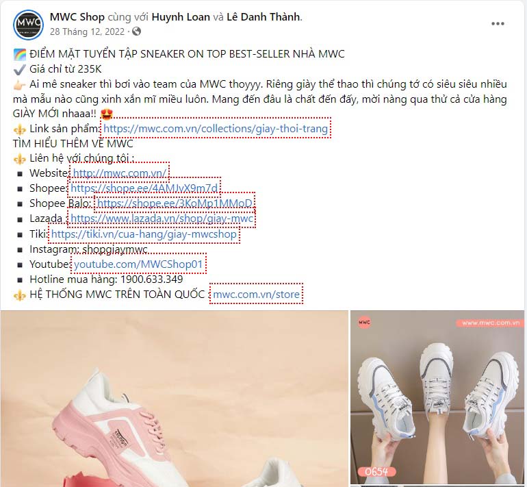 Mẫu content giày thể thao