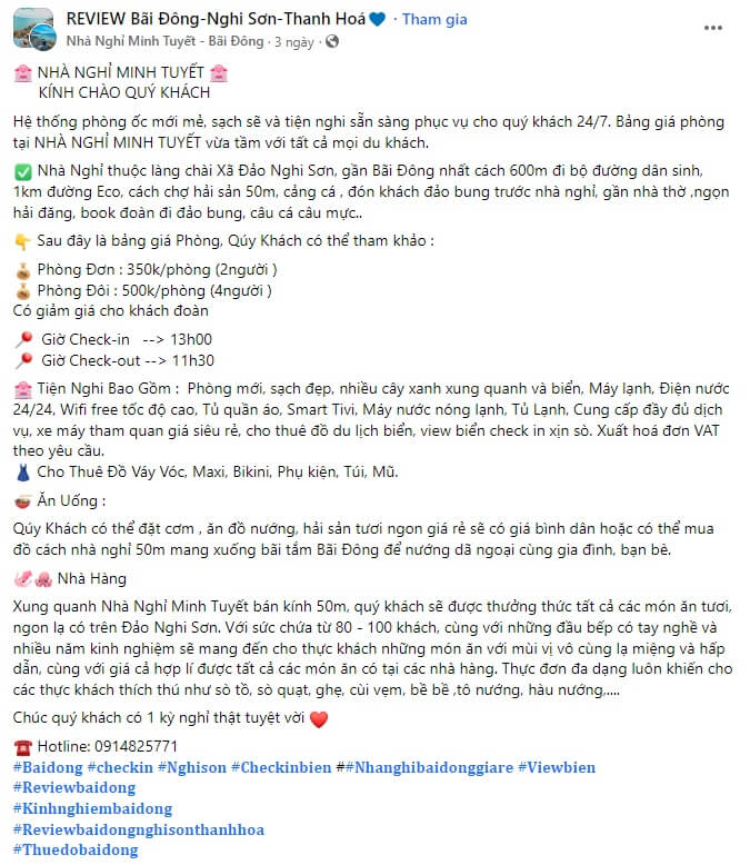 Mẫu content khách sạn