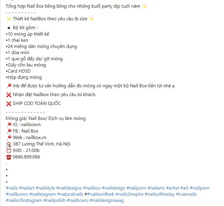Bài viết quảng cáo Nail box 1