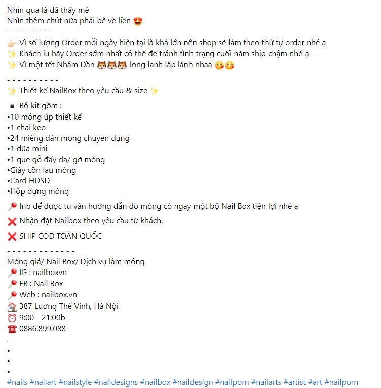 Bài viết quảng cáo Nail box 4
