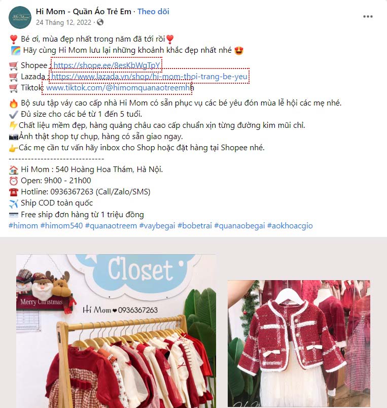 Mẫu content quần áo trẻ em mùa đông