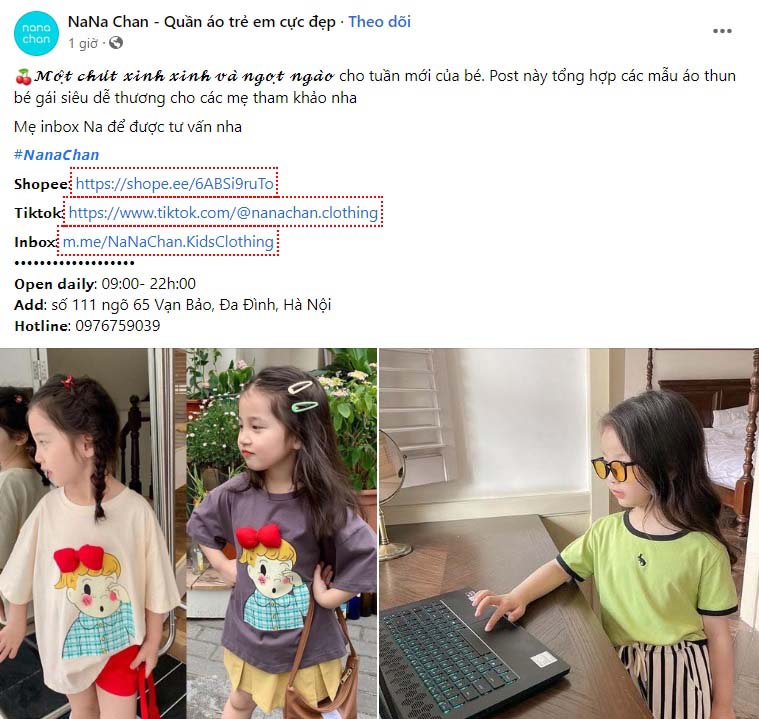 Mẫu content quần áo trẻ em mùa hè 3