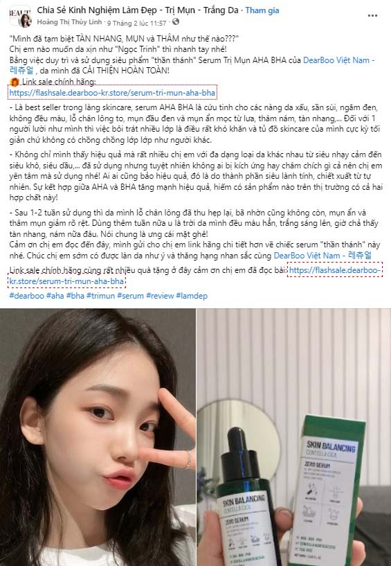 Content mỹ phẩm trị mụn