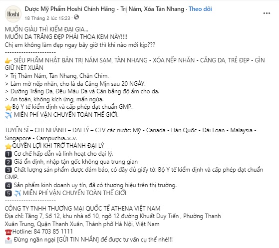 Content mỹ phẩm trị nám