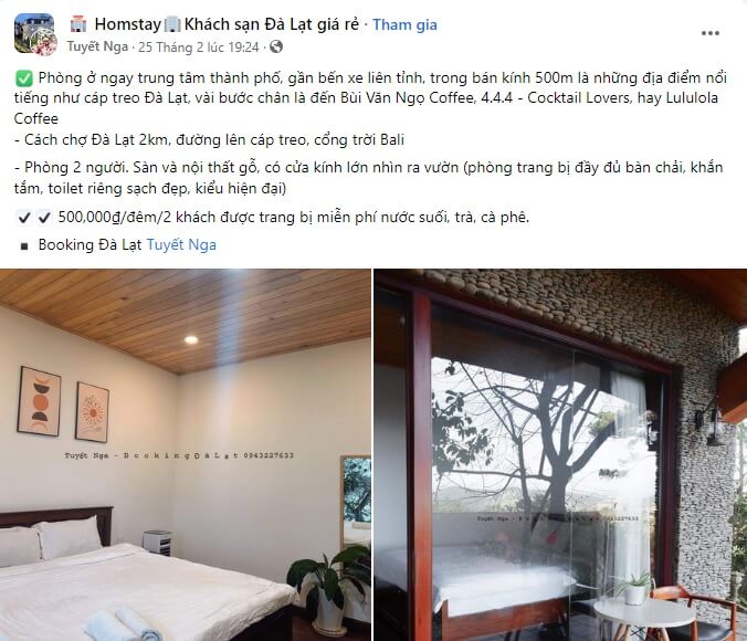 Mẫu content khách sạn