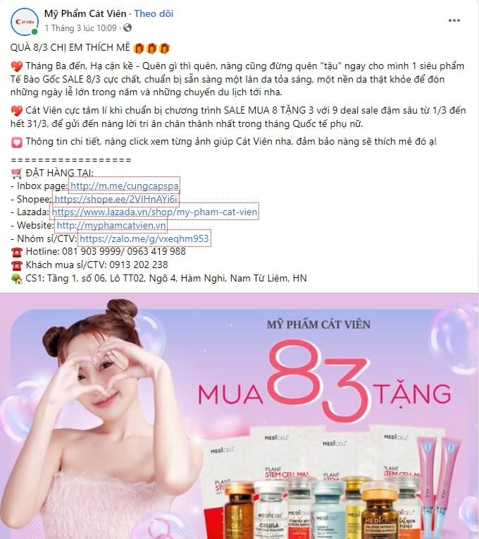 mẫu content giảm giá