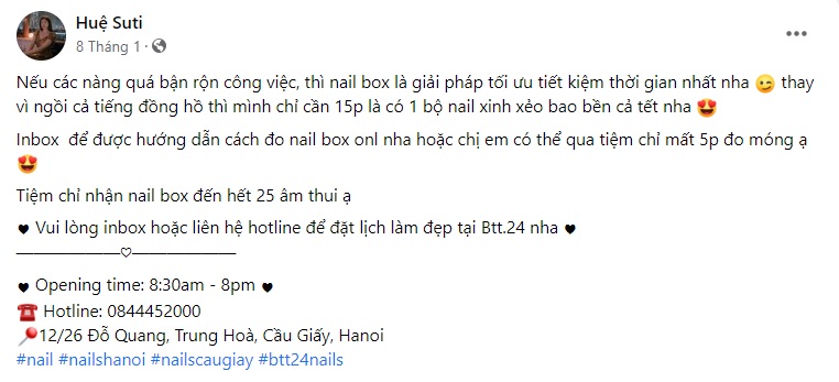 Mẫu stt quảng cáo nail 1