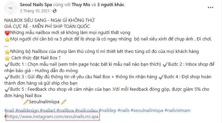 Mẫu stt quảng cáo nail 2