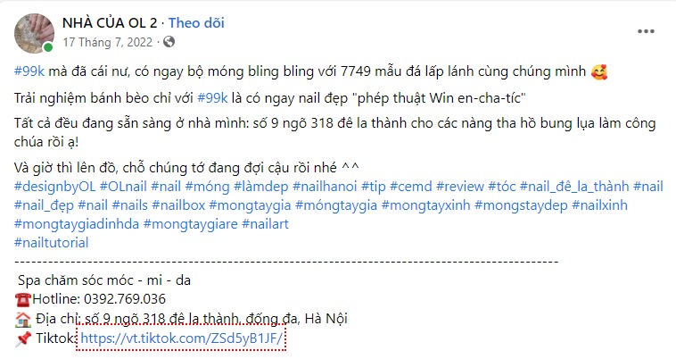 Mẫu stt quảng cáo nail 3