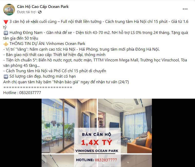 Mẫu content quảng cáo dự án