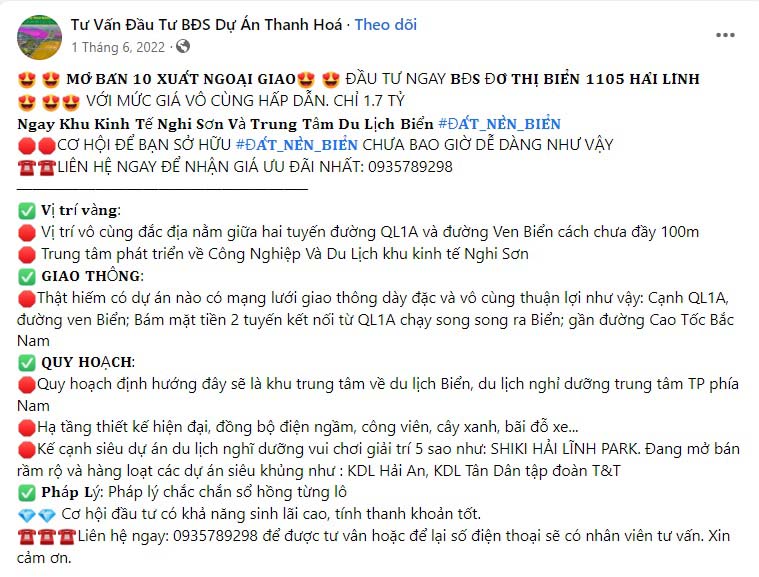 Mẫu content quảng cáo dự án 3