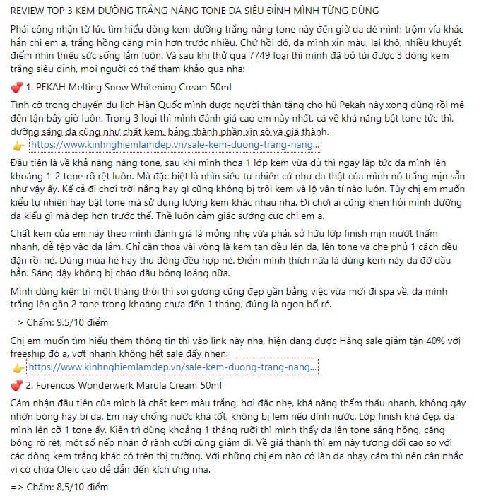 Mẫu content review sản phẩm ngành mỹ phẩm 4