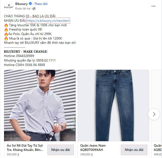 mẫu content giảm giá