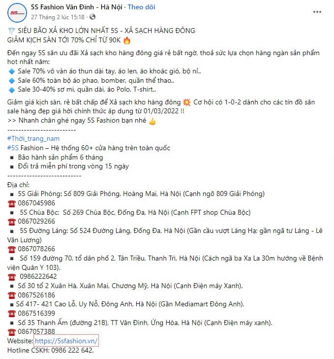 mẫu content giảm giá