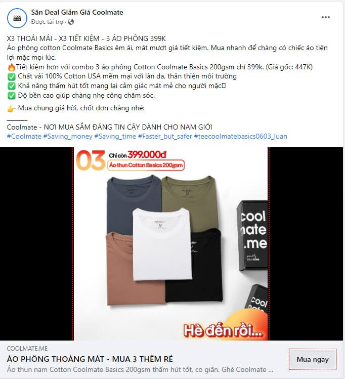 mẫu content giảm giá