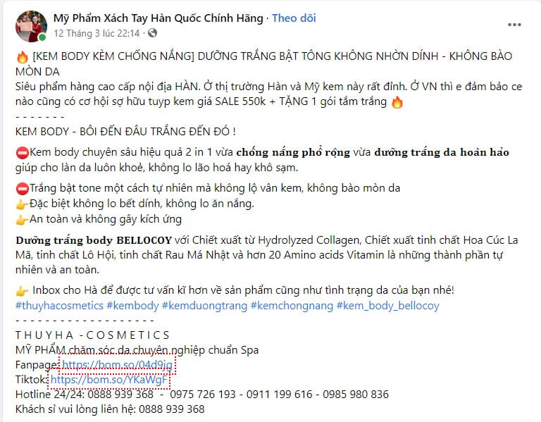 Bài viết quảng cáo kem body 3