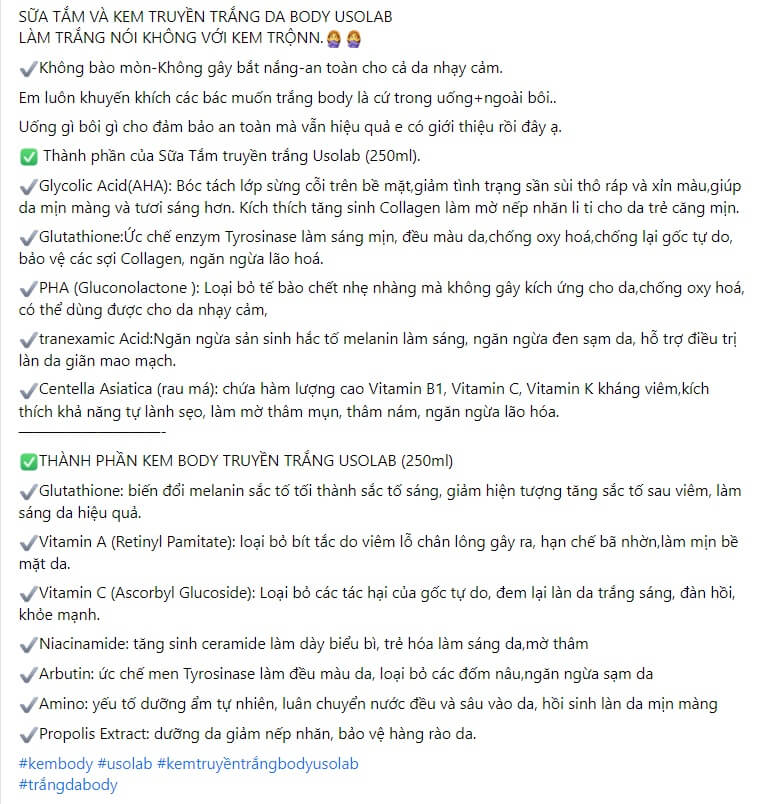 Bài viết quảng cáo kem body 4