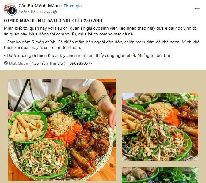 Mẫu stt quảng cáo quán ăn số 1