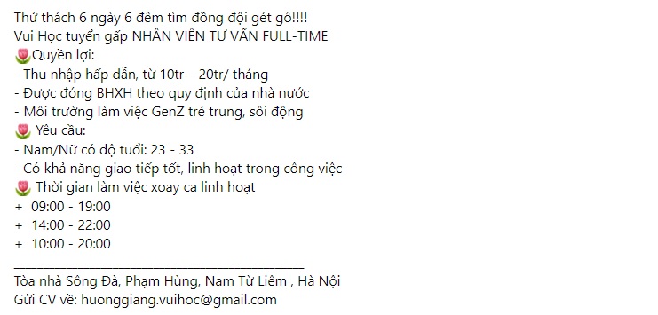 Mẫu content tuyển dụng telesale 2