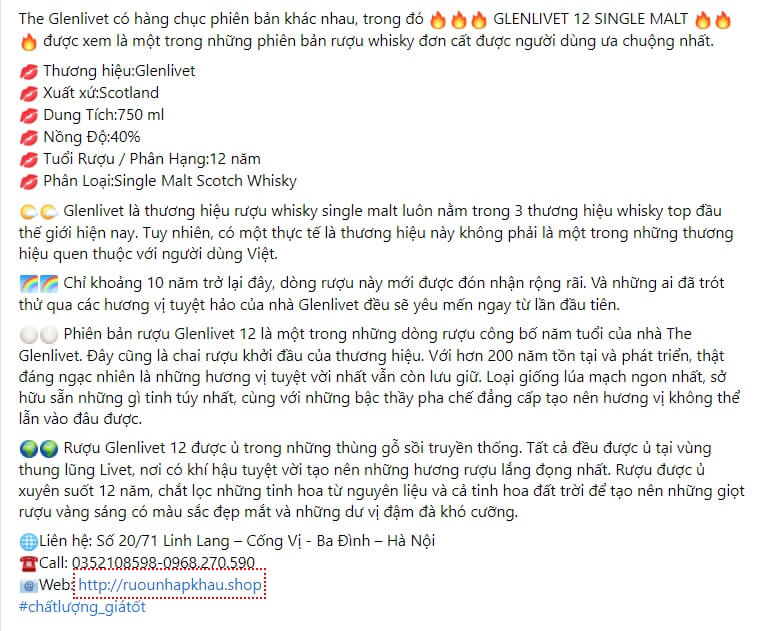 Mẫu bài viết quảng cáo rượu Whisky