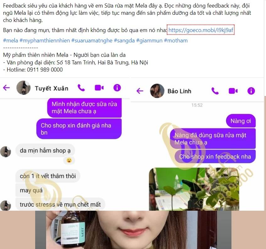 Mẫu content feedback khách hàng về mỹ phẩm 1
