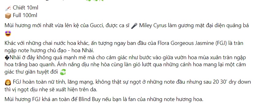 Mẫu content feedback khách hàng về nước hoa 1
