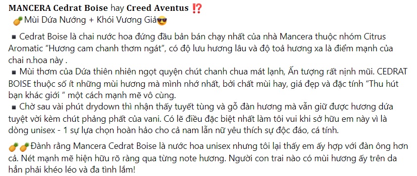 Mẫu content feedback khách hàng về nước hoa