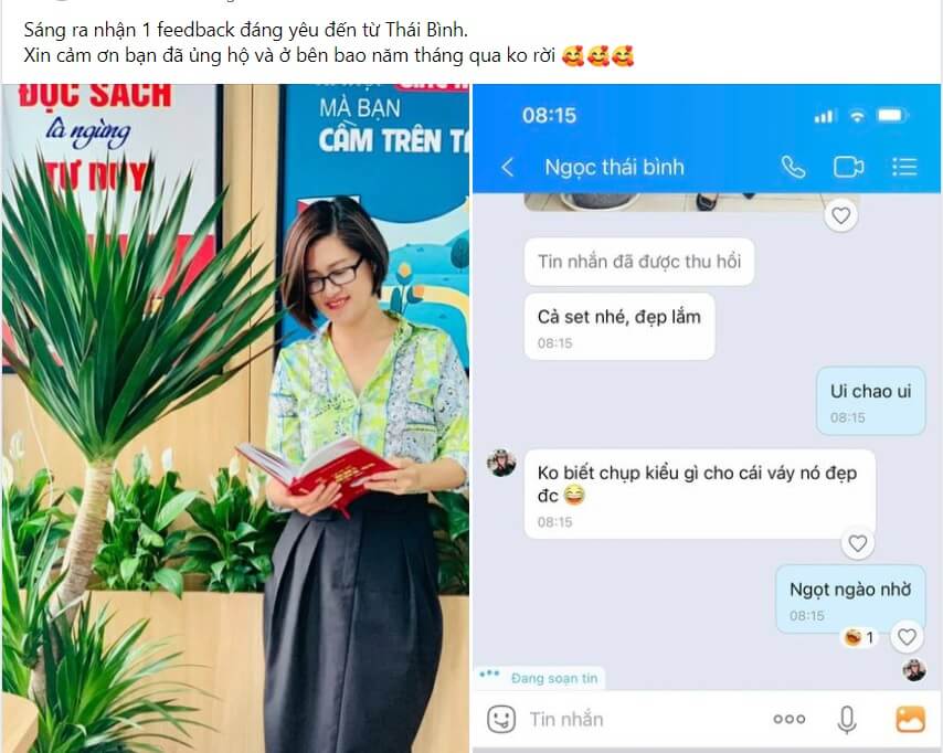 Mẫu content feedback khách hàng về quần áo 2