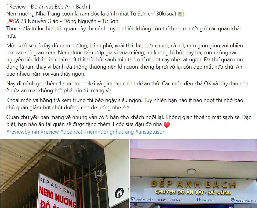 Mẫu content feedback khách hàng về đồ ăn 1