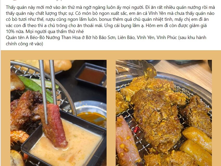 Mẫu content feedback khách hàng về đồ ăn 2